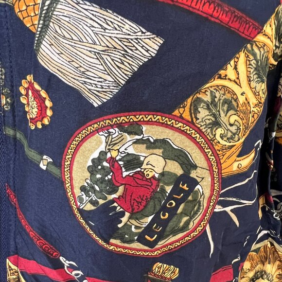 90's Silk Zip Up Golf Jacket - Windbreaker - Lightweight - Navy & Gold -Sz Small - Picture 8 of 11